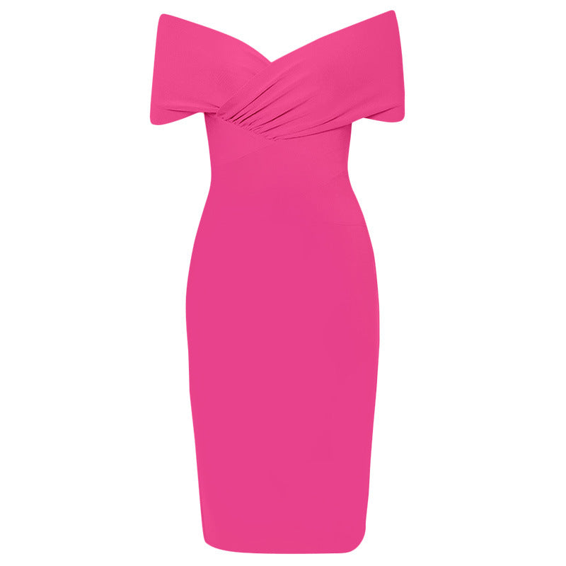 Meiga Off Shoulder Bandage Dress-Apri