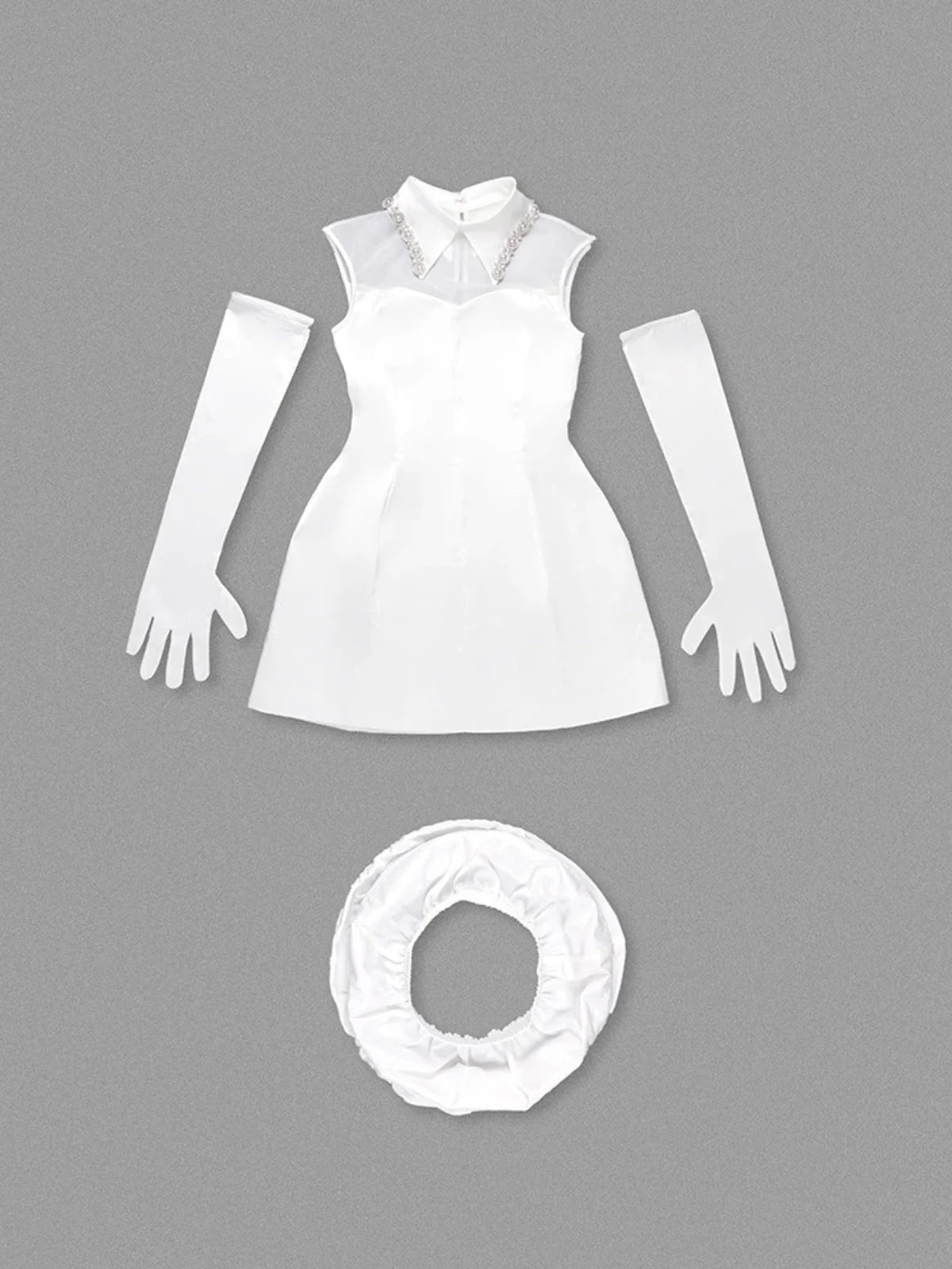 YARNA SATIN MINI DRESS-WHITE