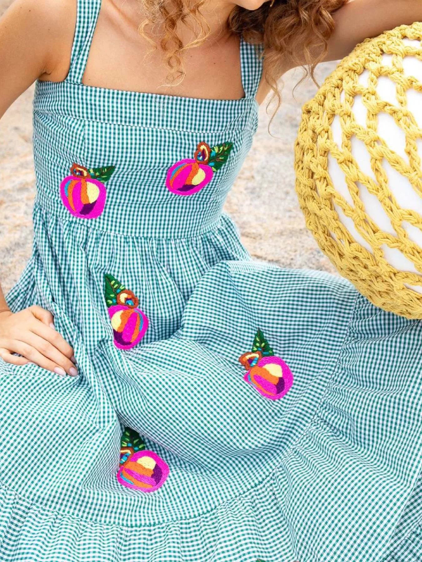 Embroidered Square Neck Tiered Maxi Cami Dress