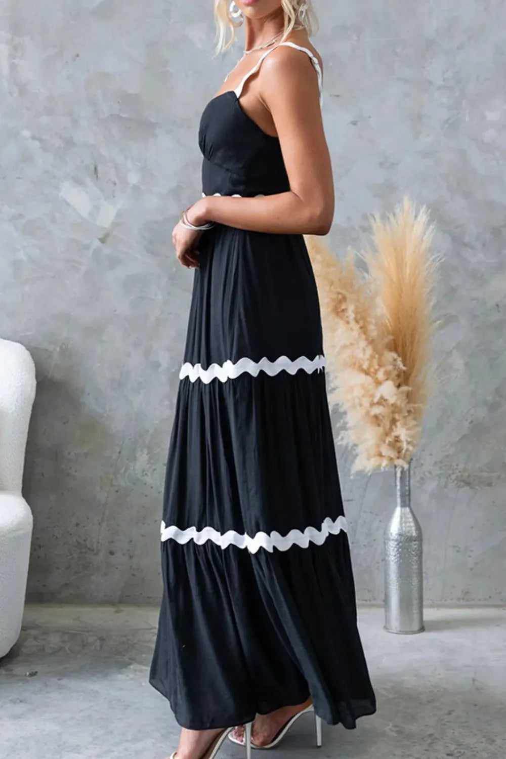 Tiered Maxi Dress with Scalloped Trim