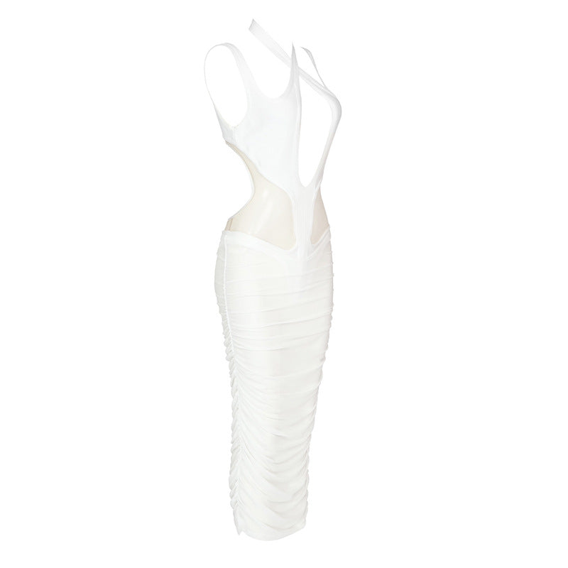 Kaira Cutout Mesh Midi Bandage Dress