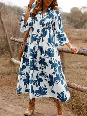 Floral Print Button Front Tiered Dress