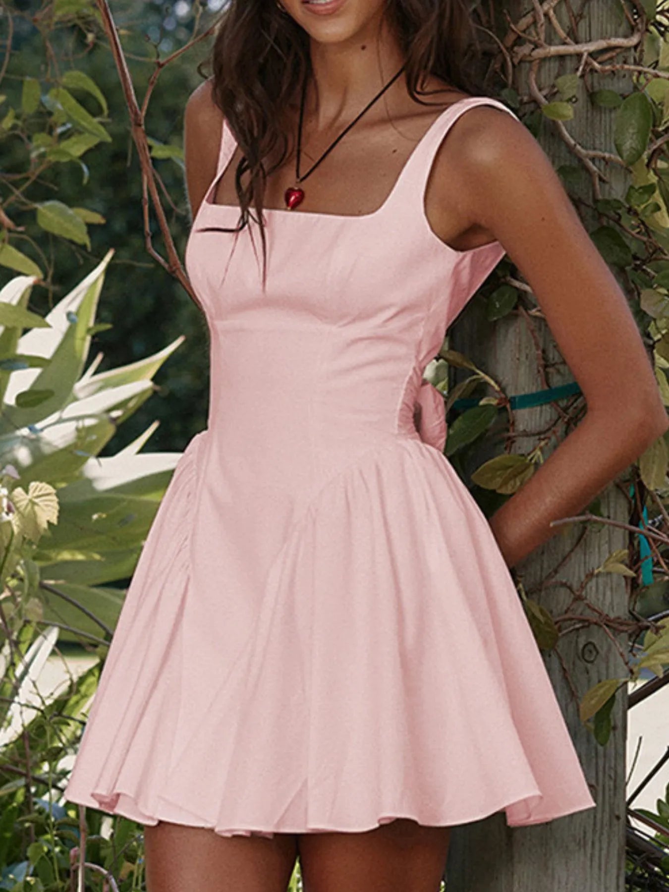 Backless Square Neck Mini Dress