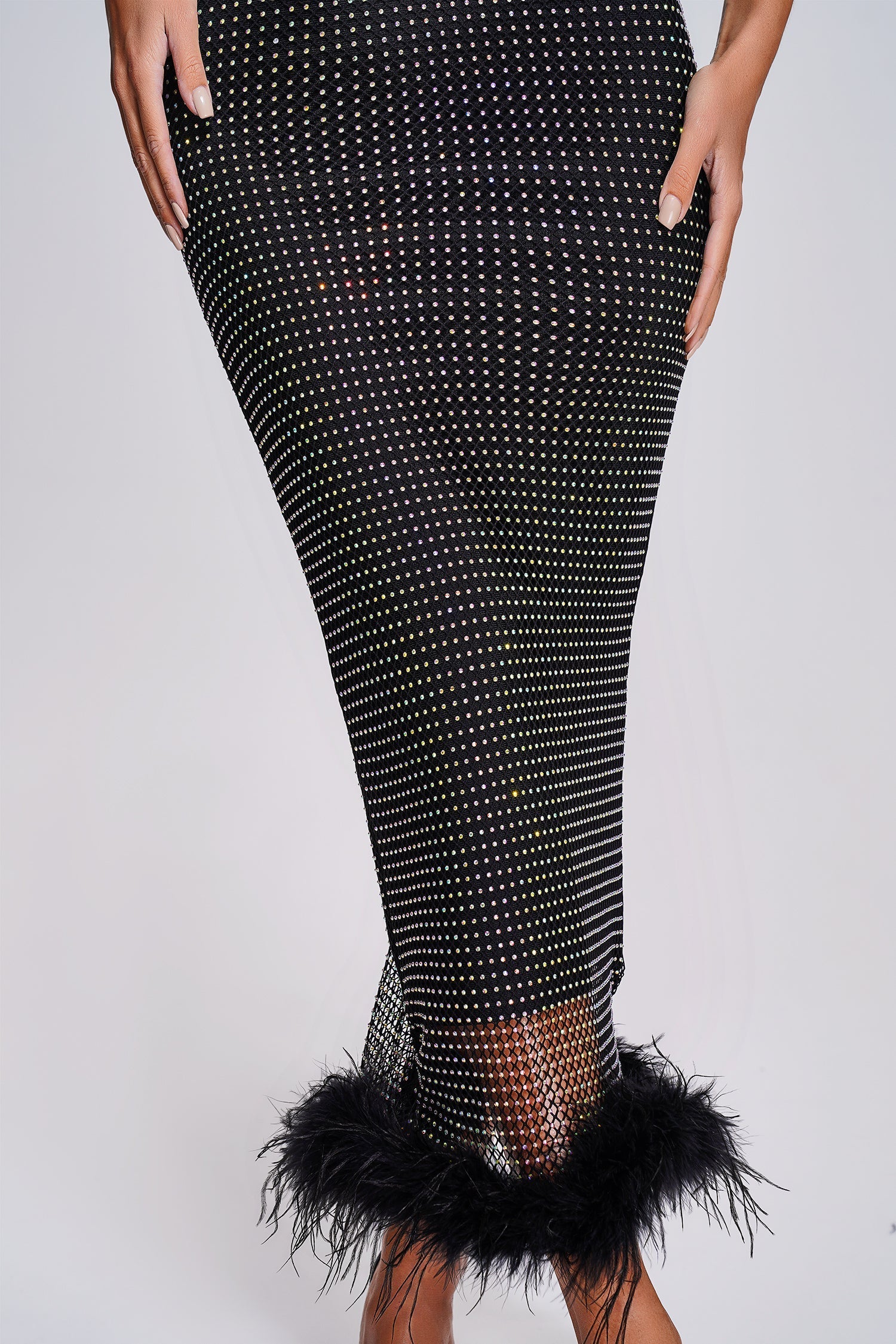 Alyia Feather Mesh Maxi Dress