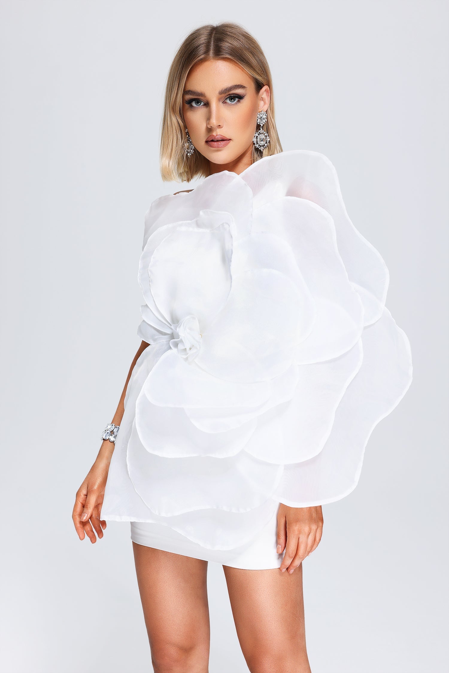 Aluya Oblique Shoulder Elegant Dress