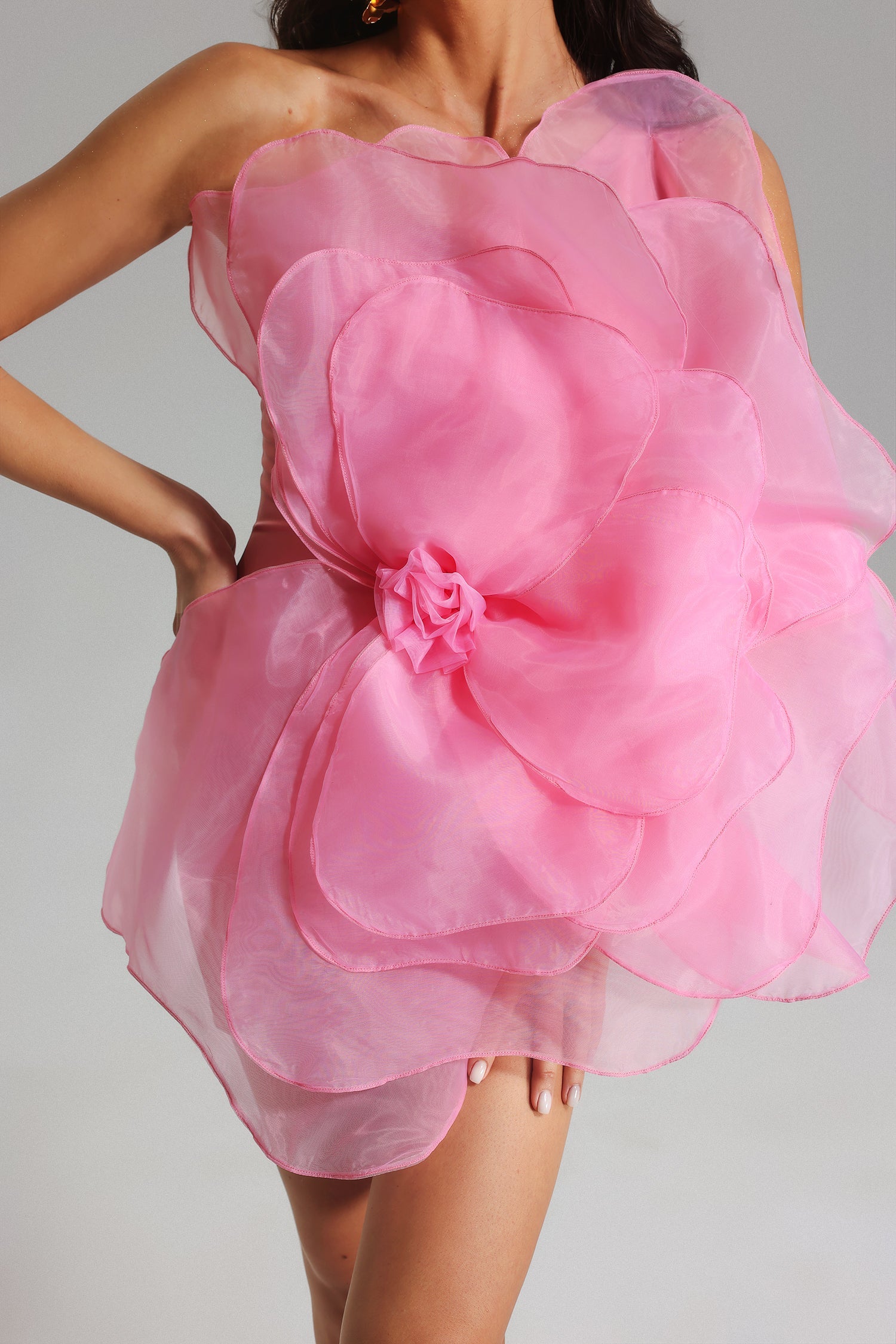 Aluya Oblique Shoulder Elegant Dress