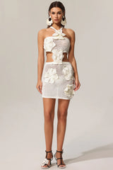 Jella Knitted Flower Mini Dress