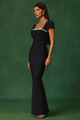 Allure Diamond Maxi Red Dress-Black