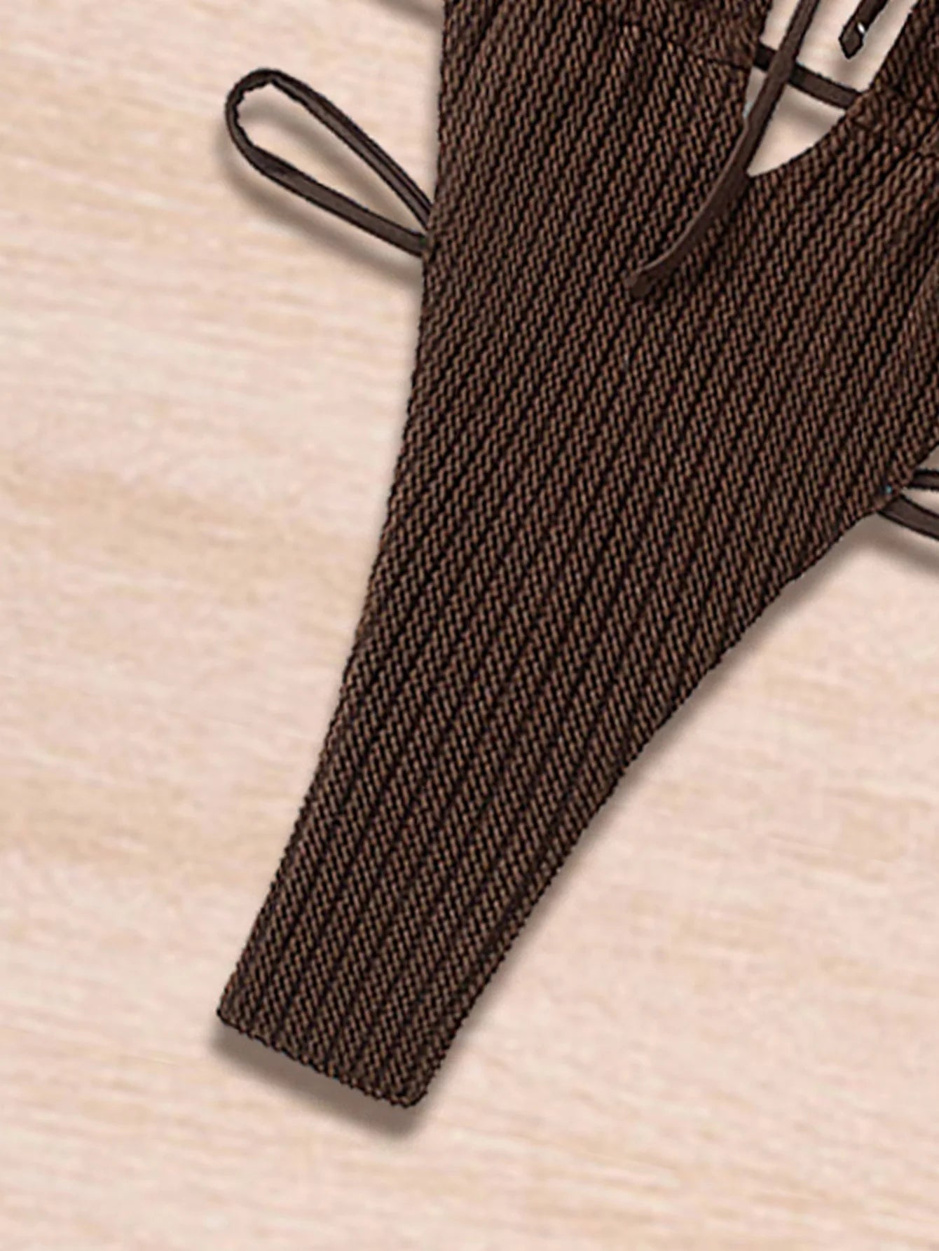 Coffee Bikini Deep V Neck One Piece Swimsuit Cross Bandage Mini Monokini Beach Vacation Backless Swimwear