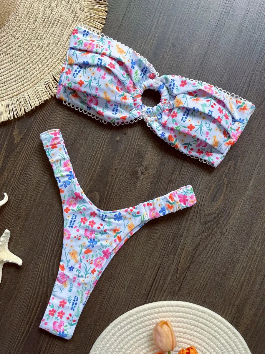 Flower Print Bikini Set
