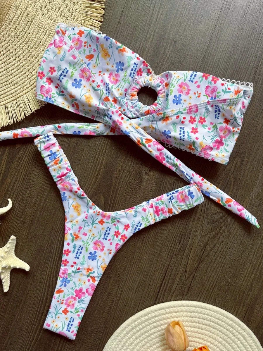 Flower Print Bikini Set