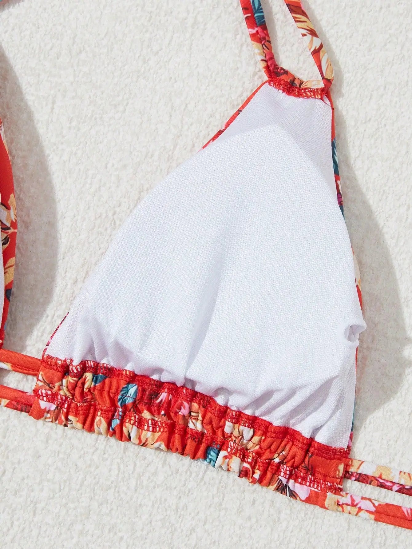 Red Flower Print 2 Piece Swimsuit