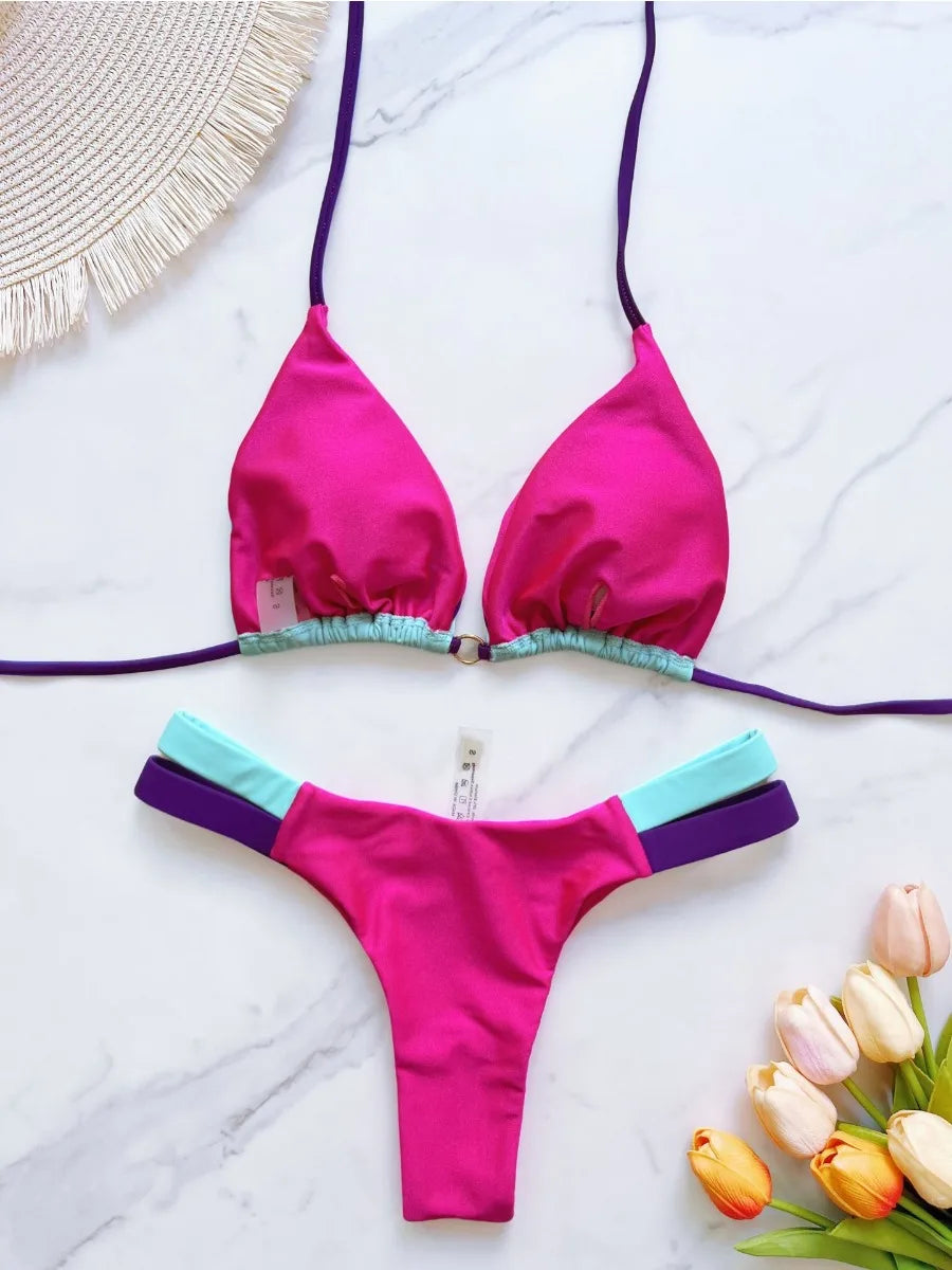 Style Patchwork Swimsuit 2 Pieces Mini Bikini Set