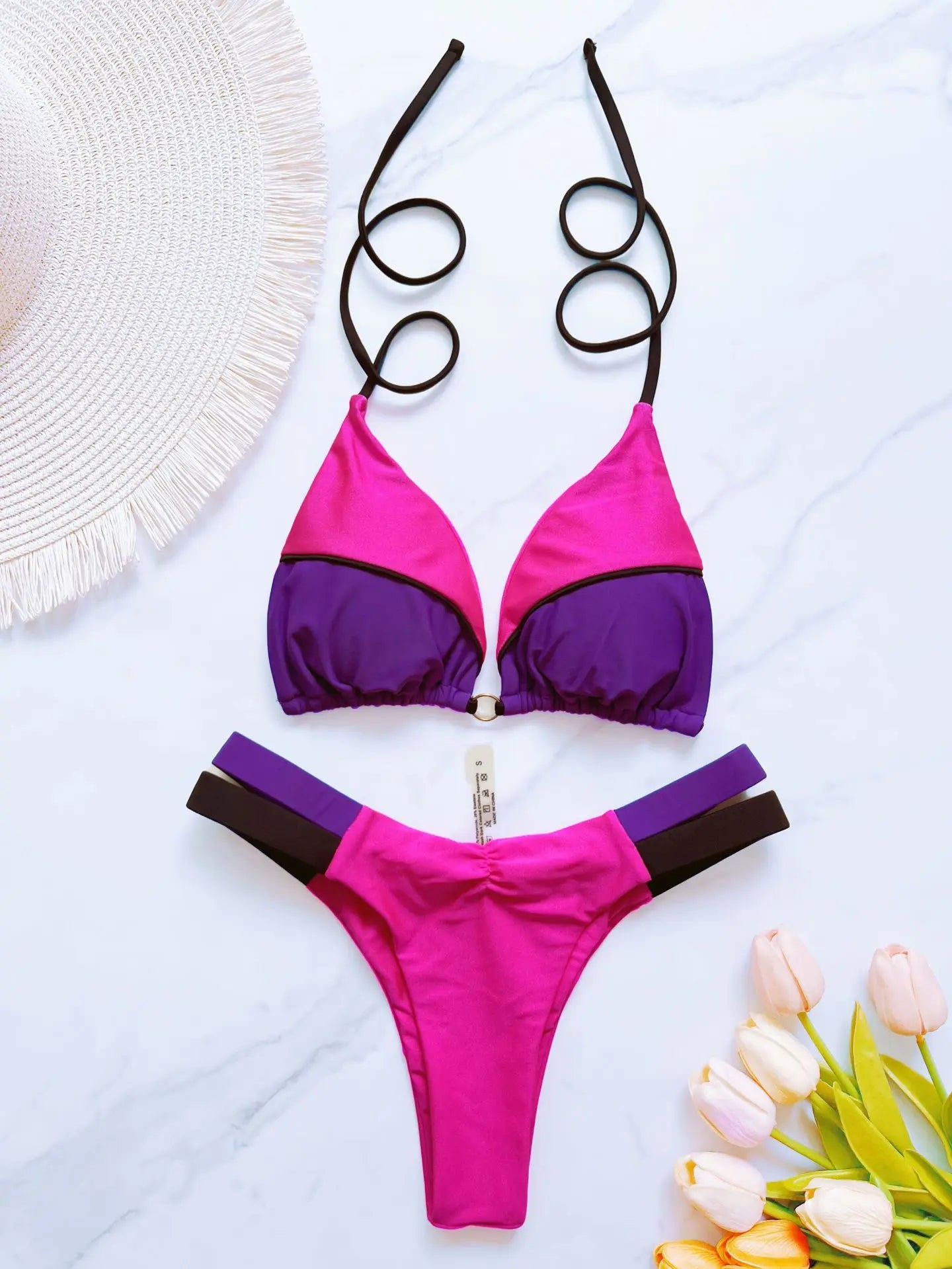 Style Patchwork Swimsuit 2 Pieces Mini Bikini Set