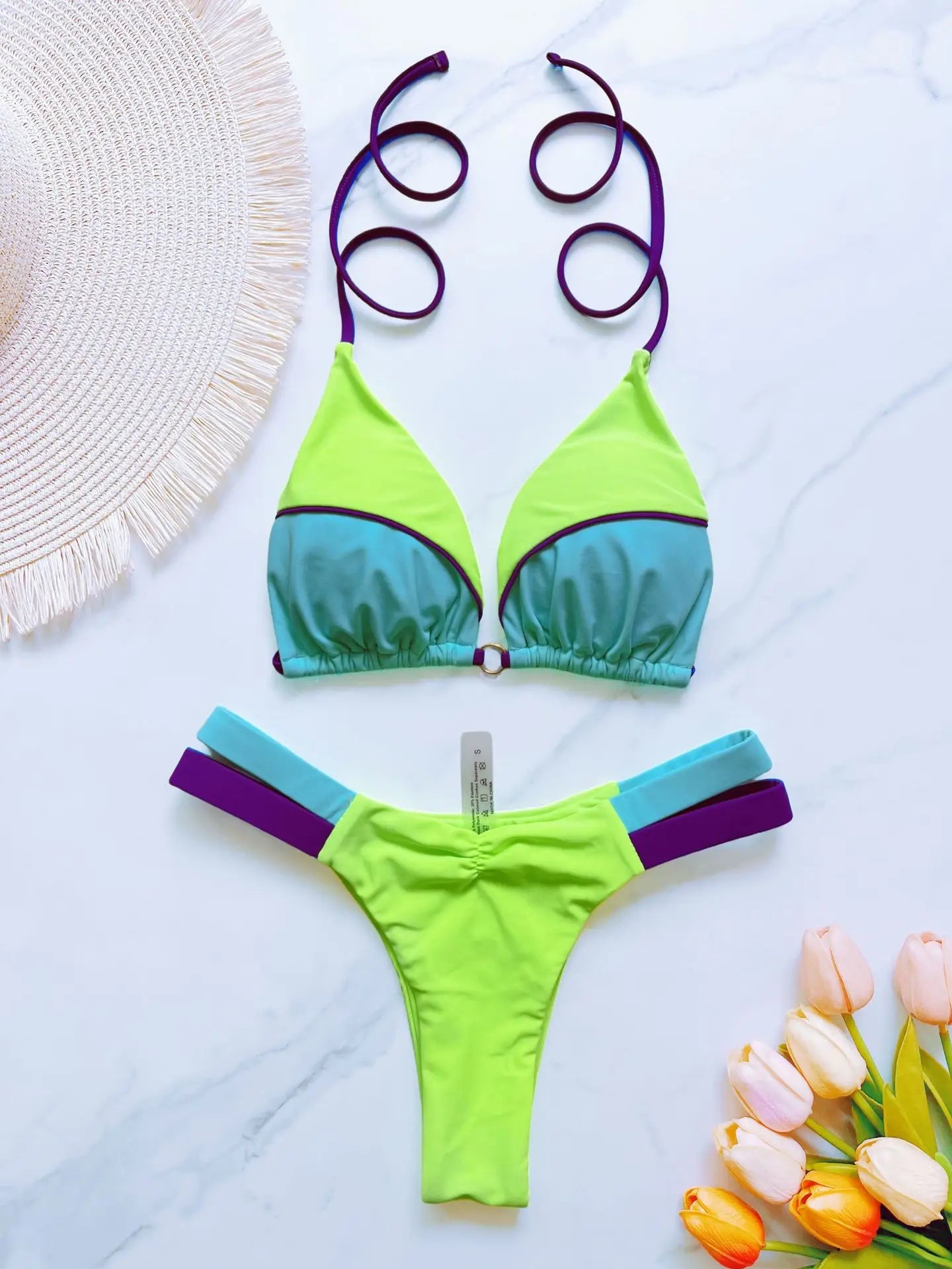 Style Patchwork Swimsuit 2 Pieces Mini Bikini Set