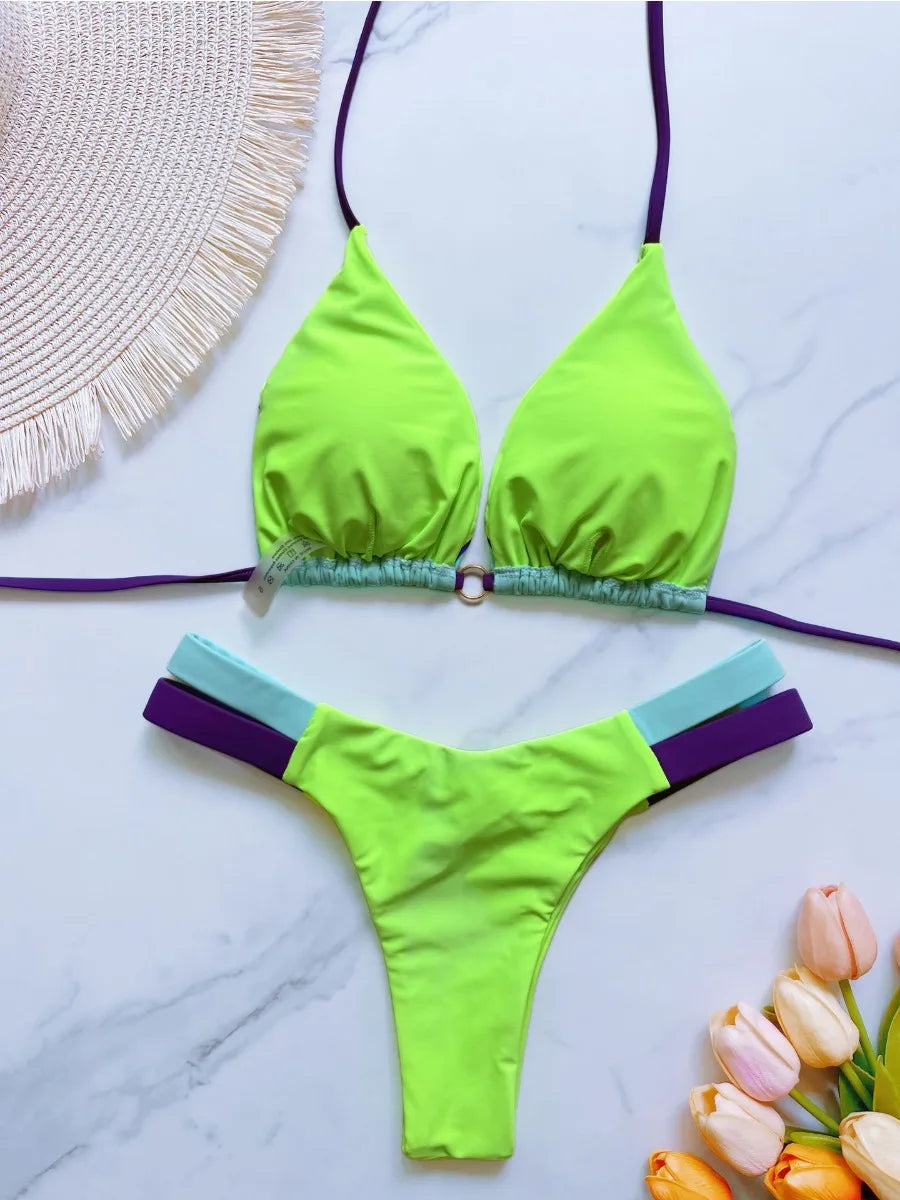 Style Patchwork Swimsuit 2 Pieces Mini Bikini Set