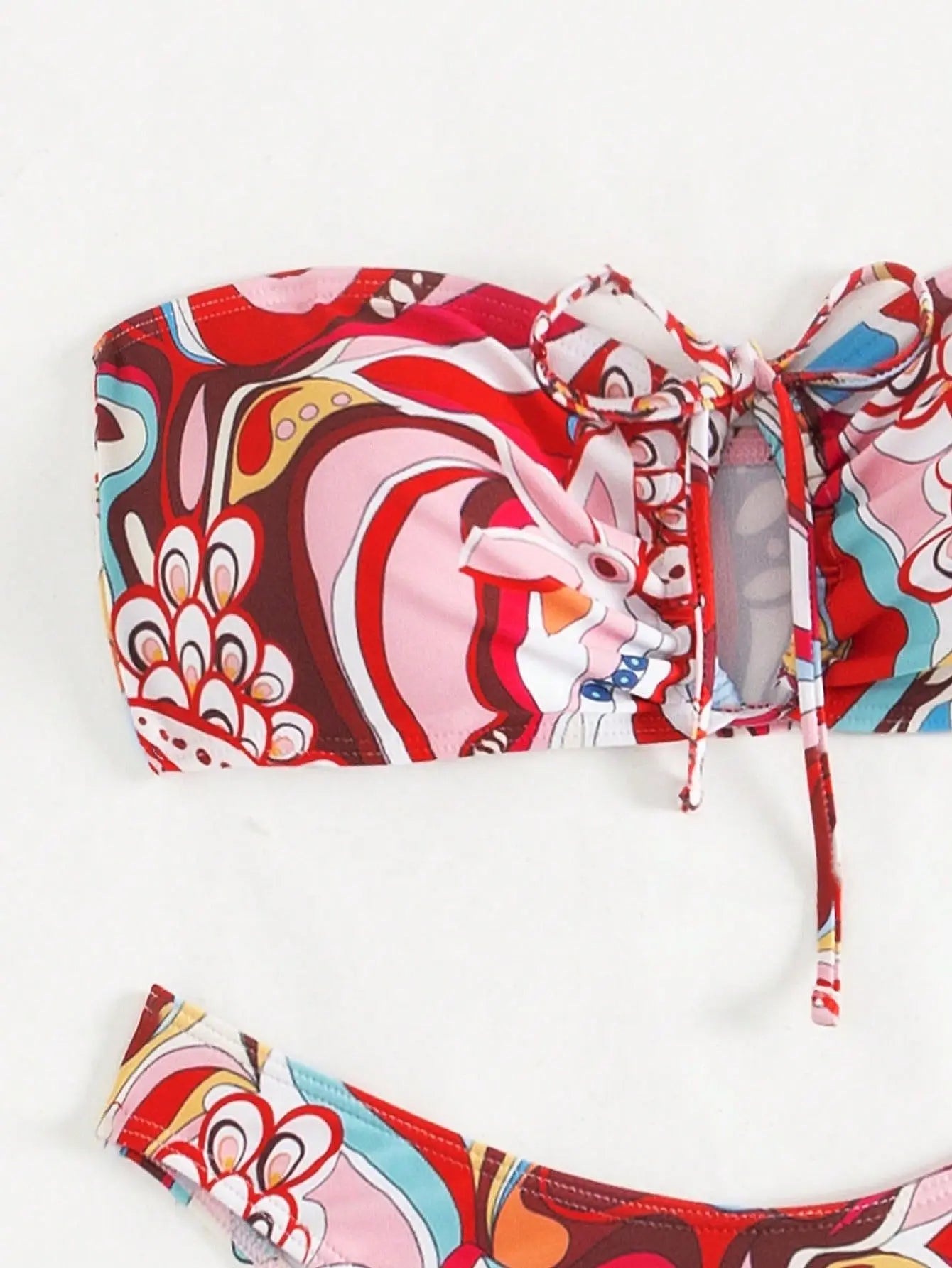 Pink Flower Print 2 Piece Swimsuit
