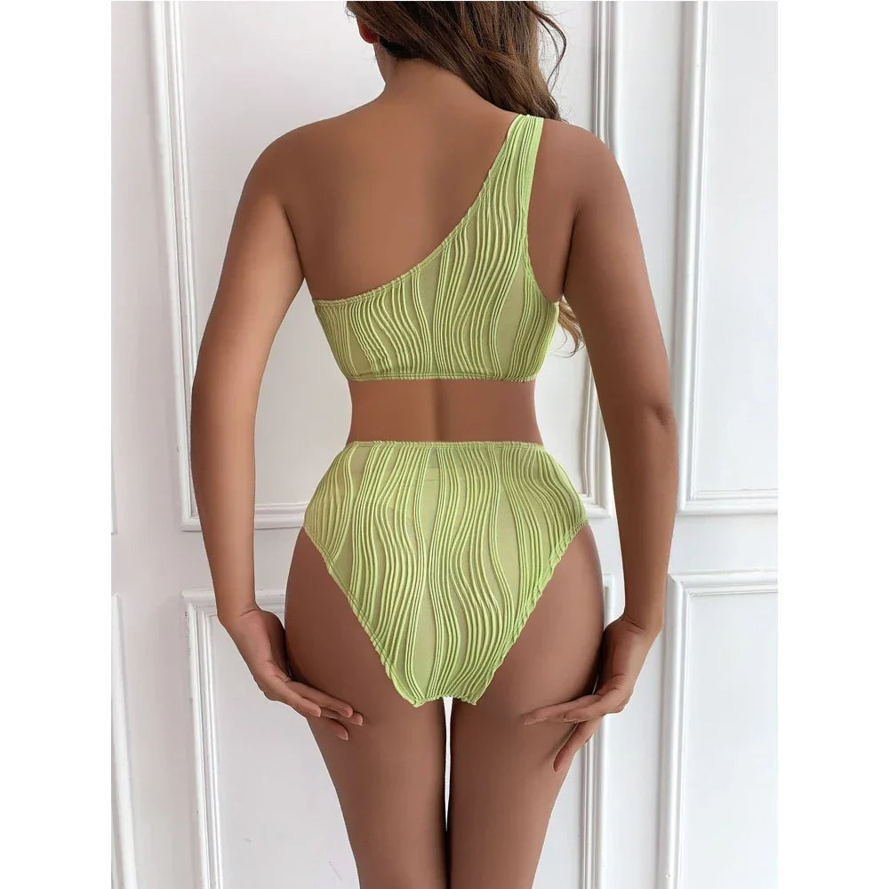Solid White One Piece Swimsuit Irregular Hollow Out Bikini One Shoulder Backless Monokini Beach Swimwear
