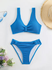2 Piece Swimsuit Solid Color High Waist Bikini Set