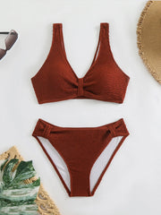 2 Piece Swimsuit Solid Color High Waist Bikini Set