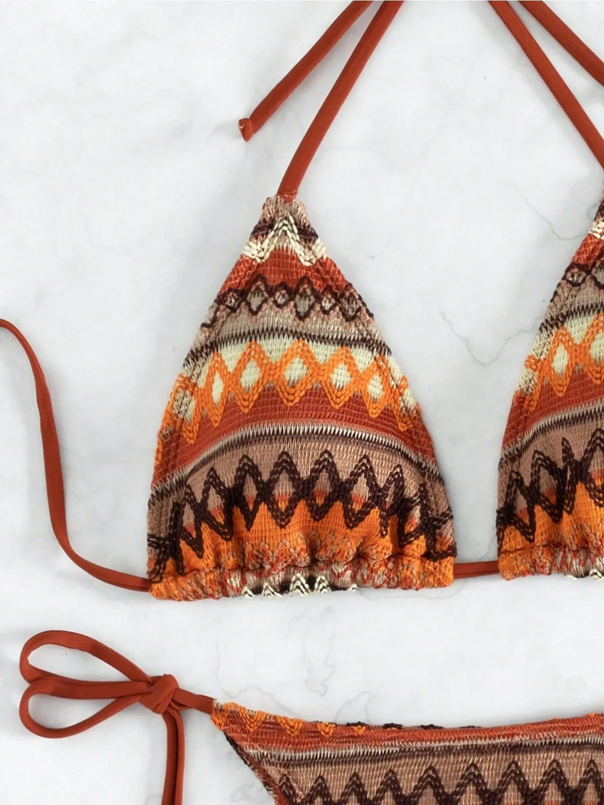 2-piece Swimsuit Knitted Striped Bikini Set