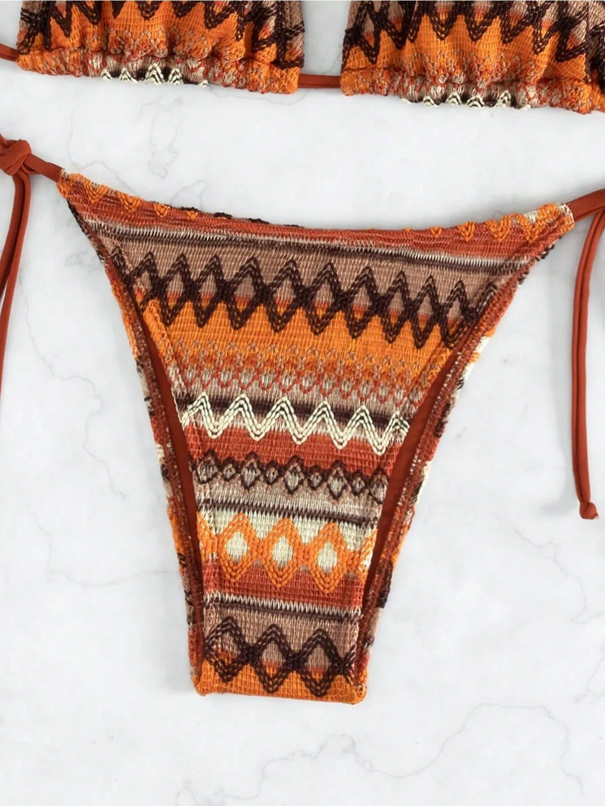 2-piece Swimsuit Knitted Striped Bikini Set