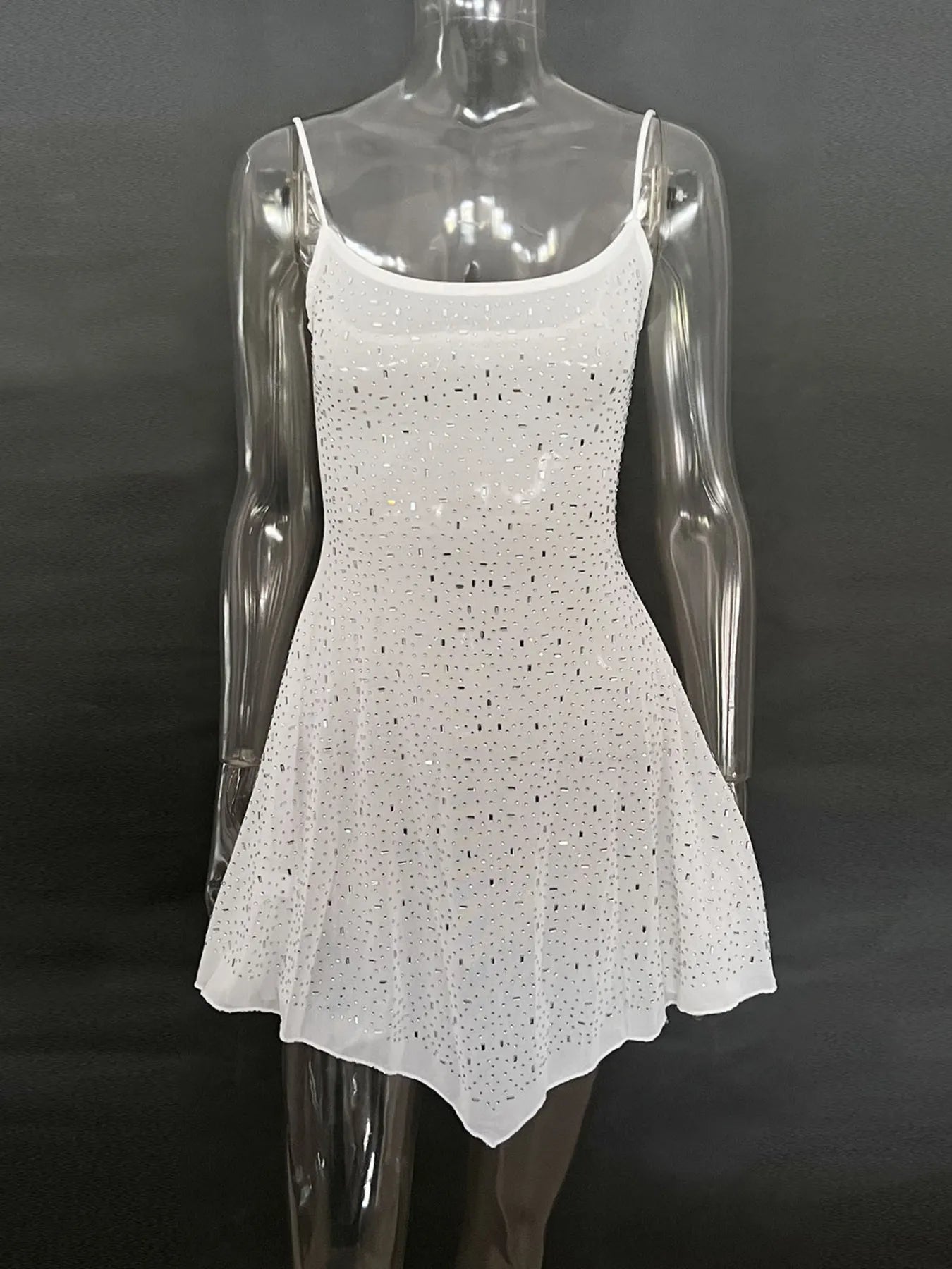 Rhinestone Decor Mini Cami Dress