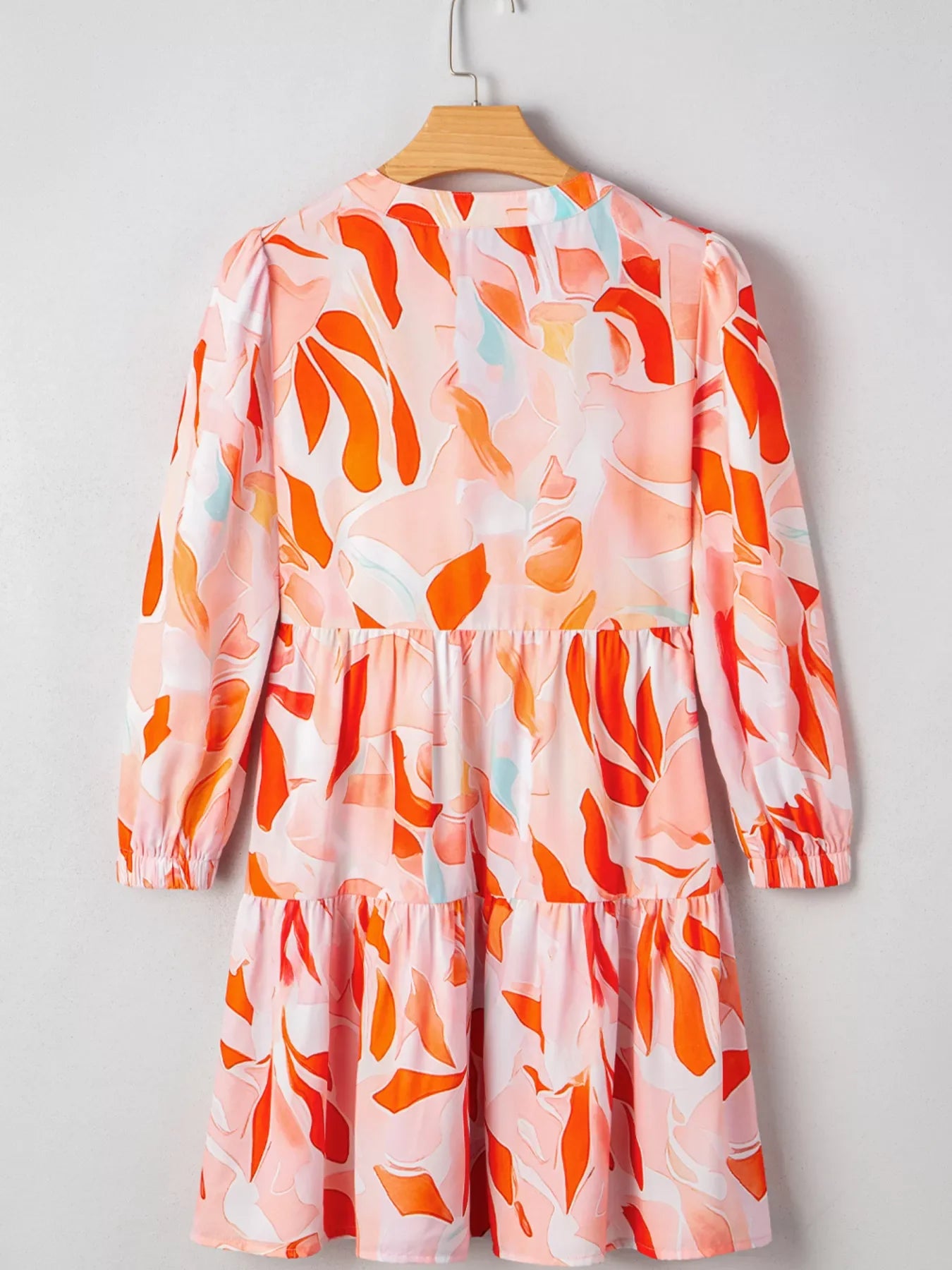 Abstract Print Long Sleeve Tiered Mini Dress