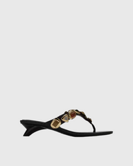Brigida Colorstones Thong Toe Slippers In Black