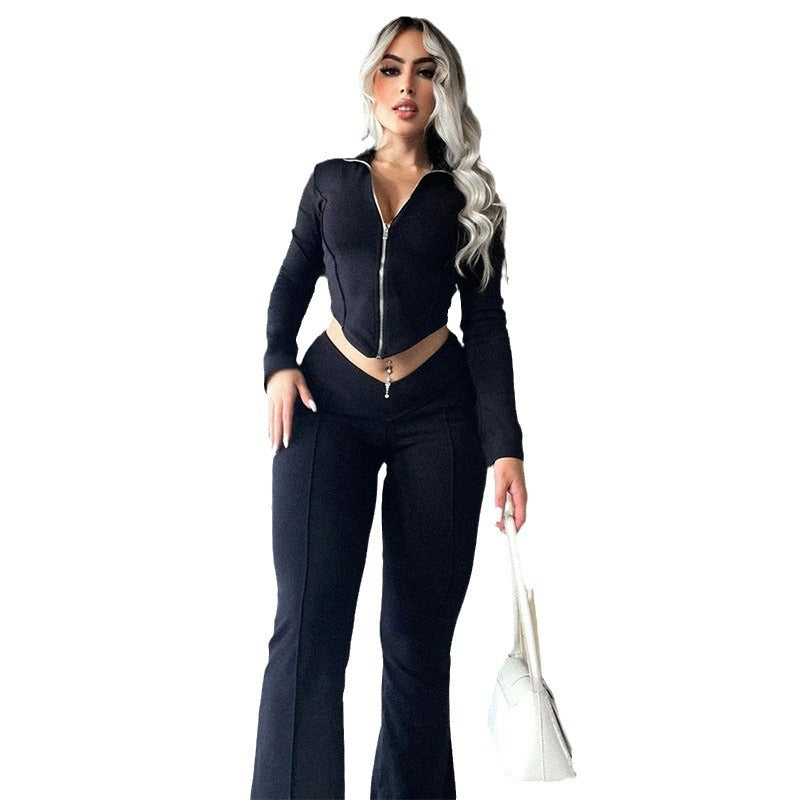 High Waist Bootcut Pants Two-piece Set