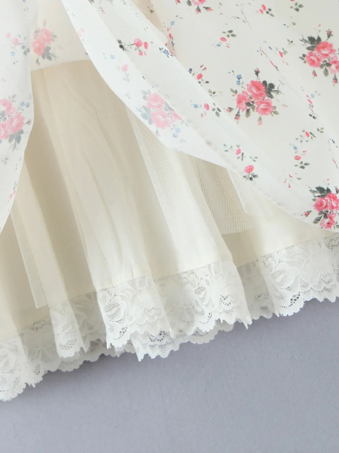 Off-Shoulder Floral Lace Trim Mini Dress