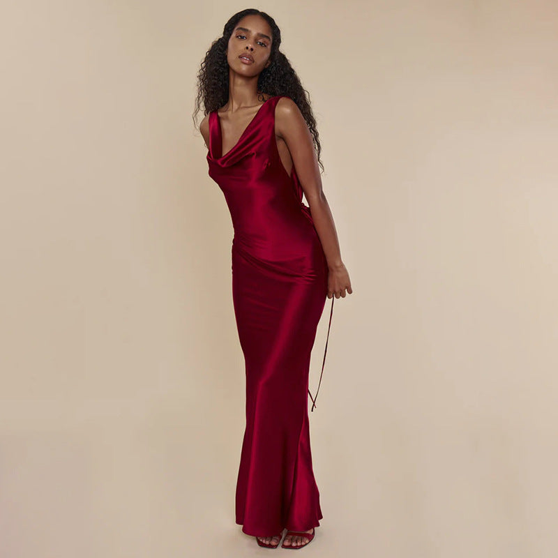 Backless Evening Lace Up Long Dress
