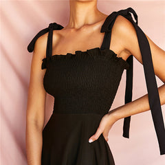 Bow Tie & long backless Midi Dress