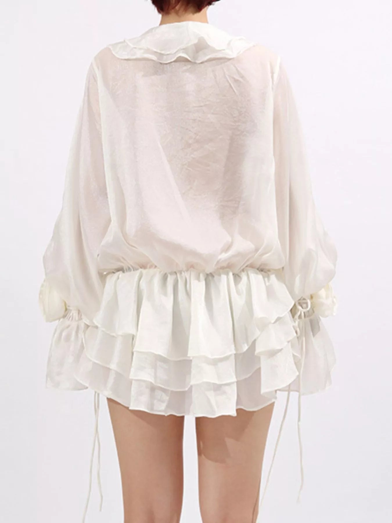 Flower Ruffled Long Sleeve Dress