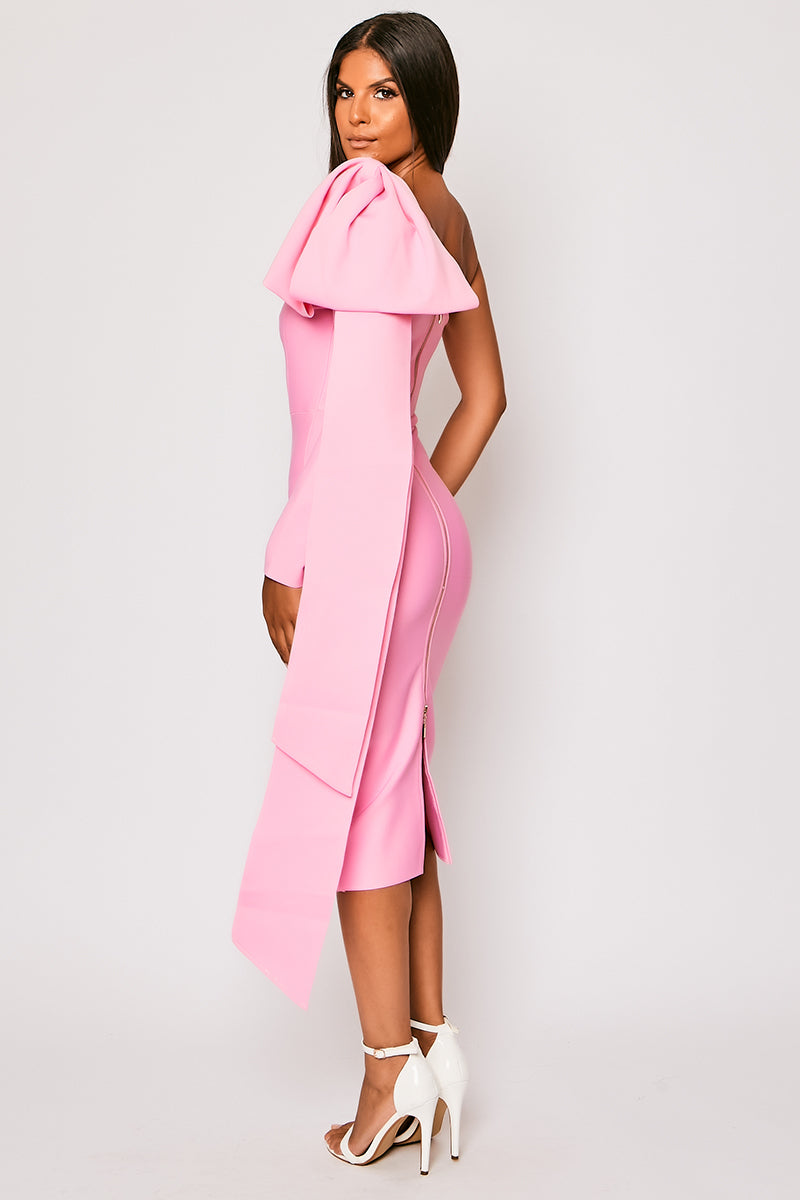 Ayla Pink One-Shoulder Bandage Dress