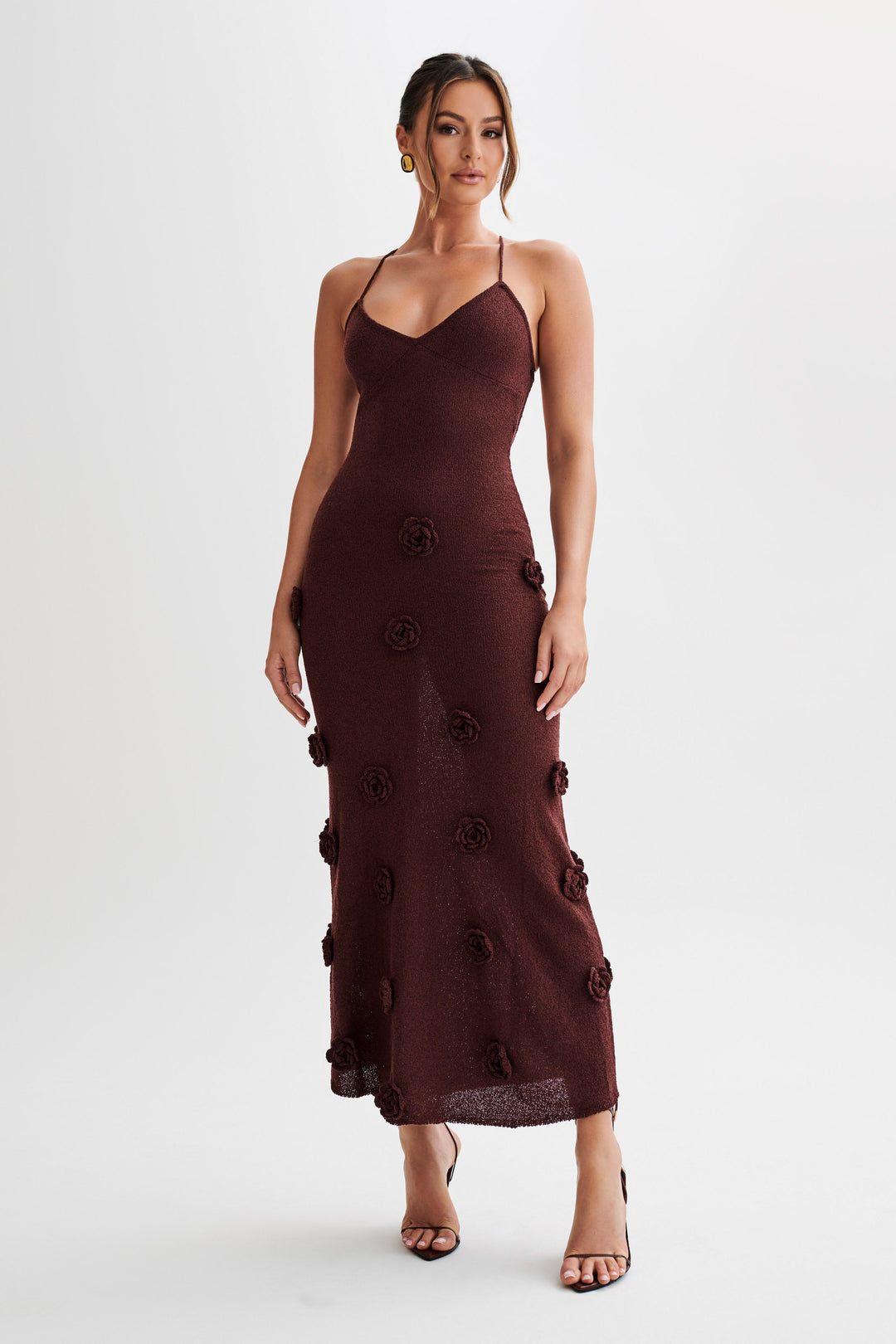 Alerya Rose Knit Elegant Maxi Dress