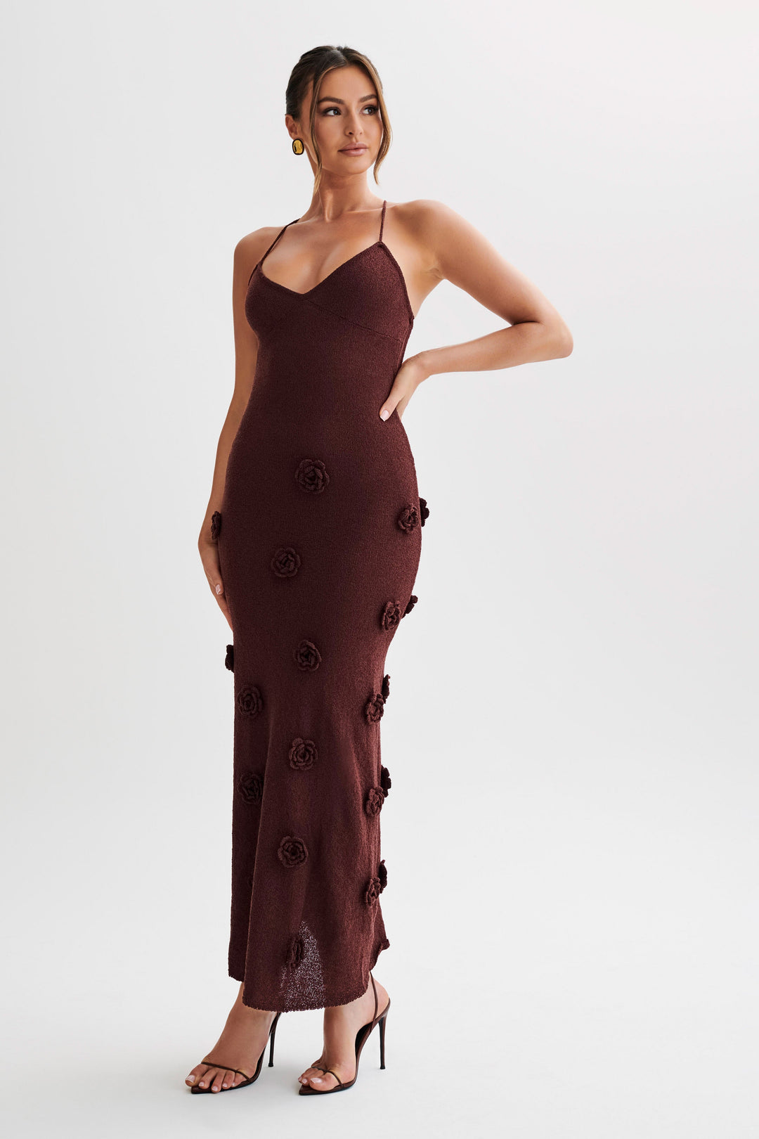 Alerya Rose Knit Elegant Maxi Dress