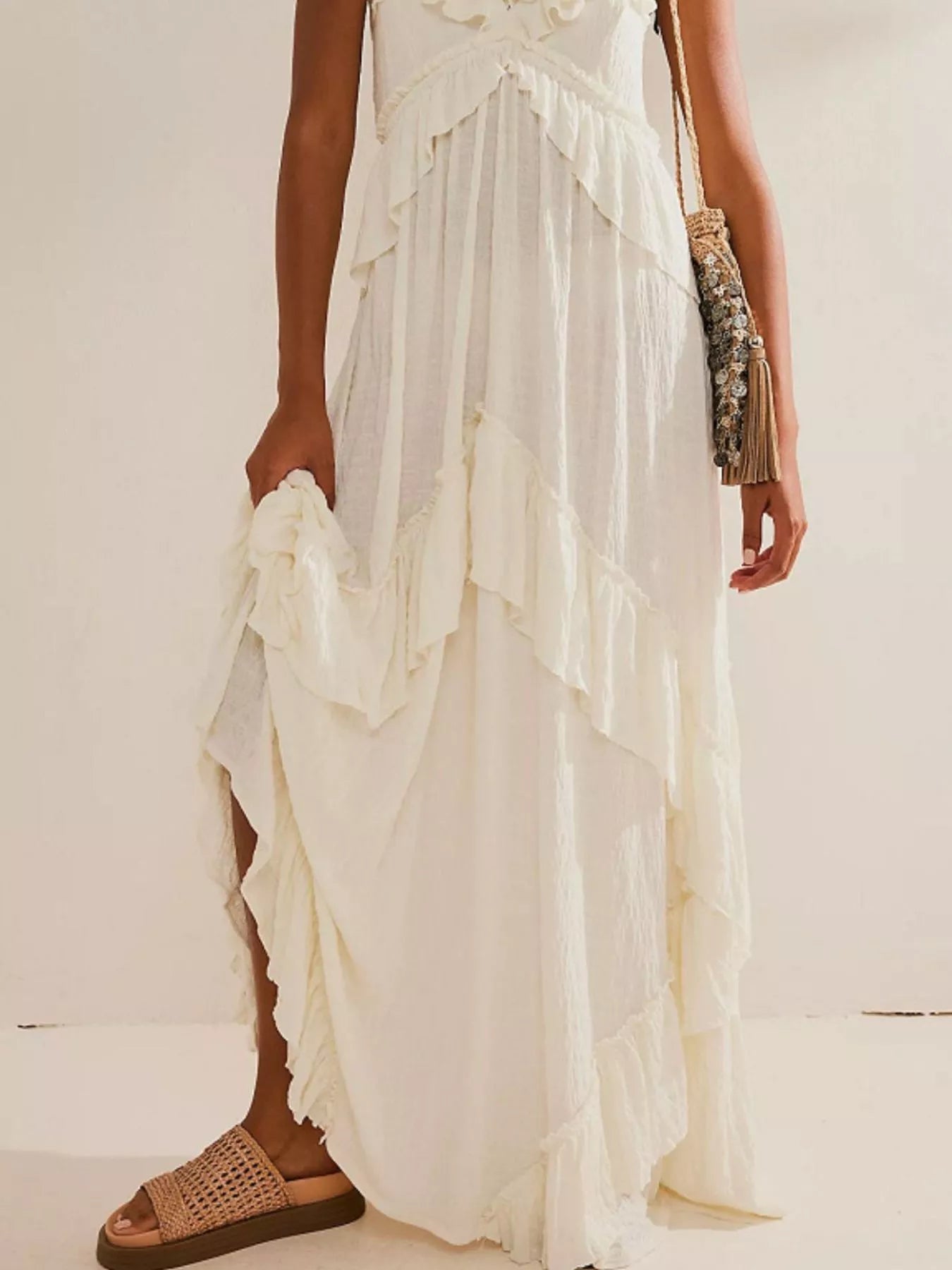 Ruffled Halter Neck Maxi Dress