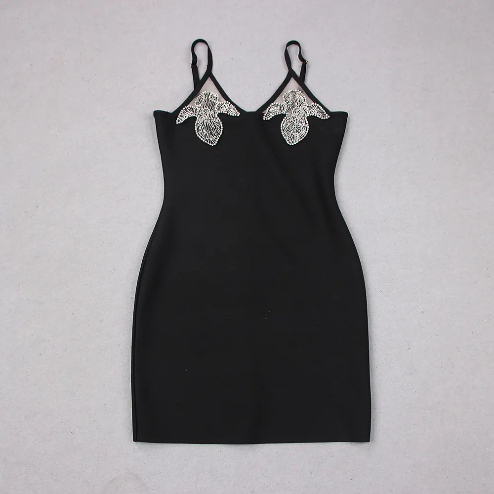 Della Sling Mini Black Party Dress