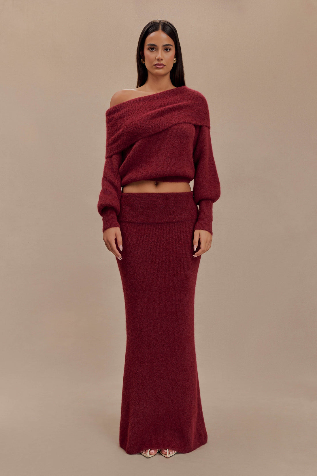 Athena Elegant Burgundy Dress-Set