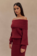 Athena Elegant Burgundy Dress-Set