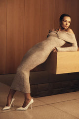 Alyia Off shoulder Fluffy Knit Dress