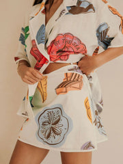 Button Up Short Sleeve Shirt and Shorts Set