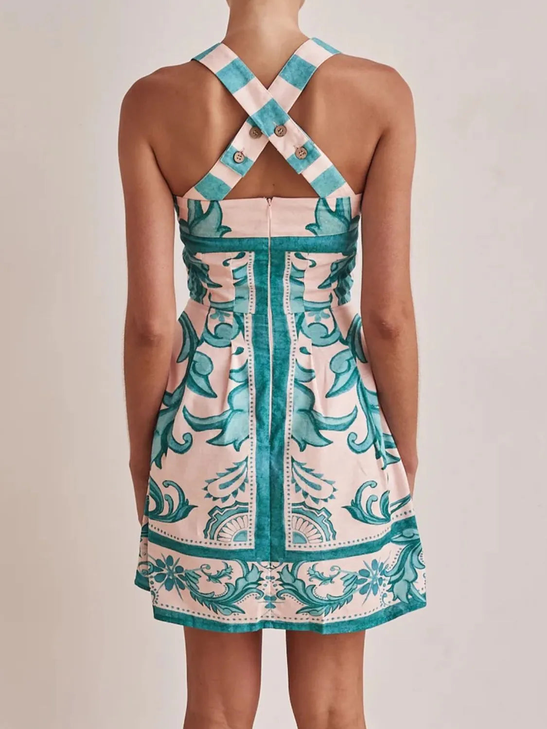 Printed Square Neck Mini Dress