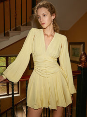 Ruffled Retro Pleated Dress