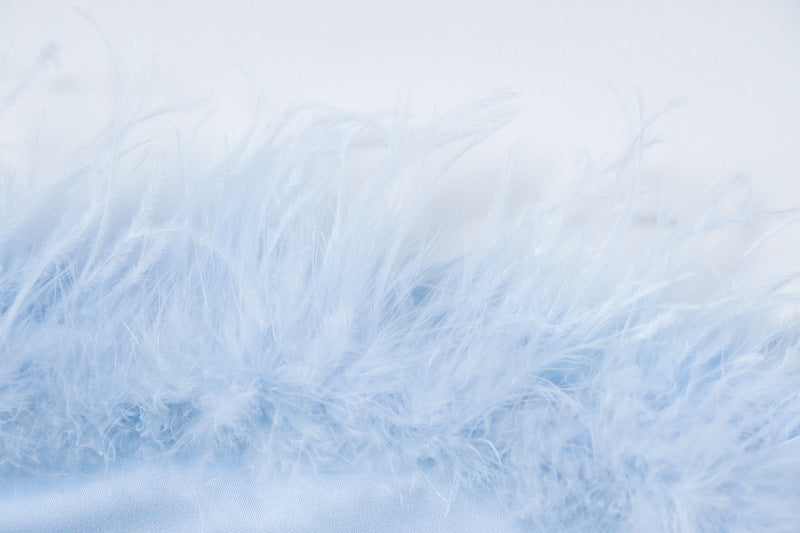 Chic Feather Trim Slip Dress
