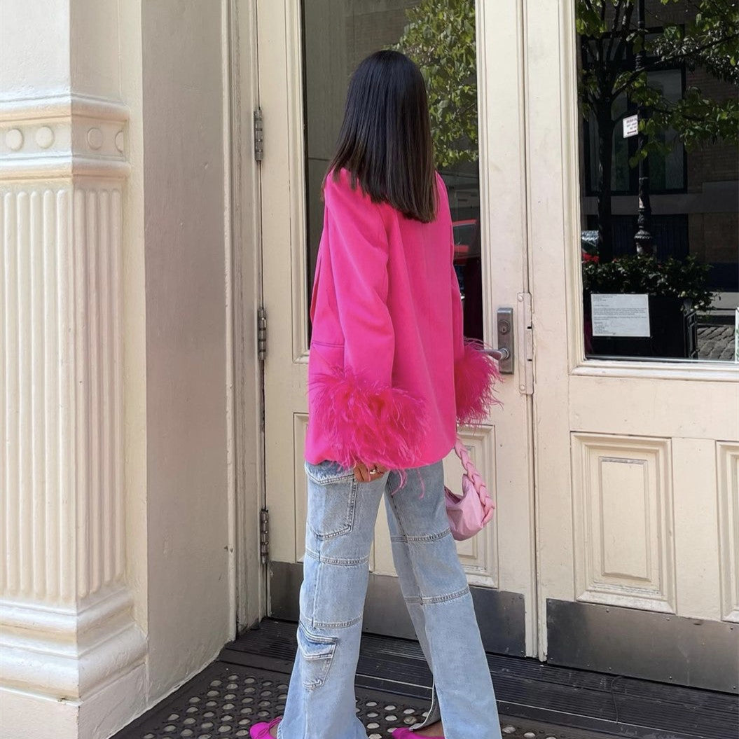 Eric Feather Decorated Suit Jacket