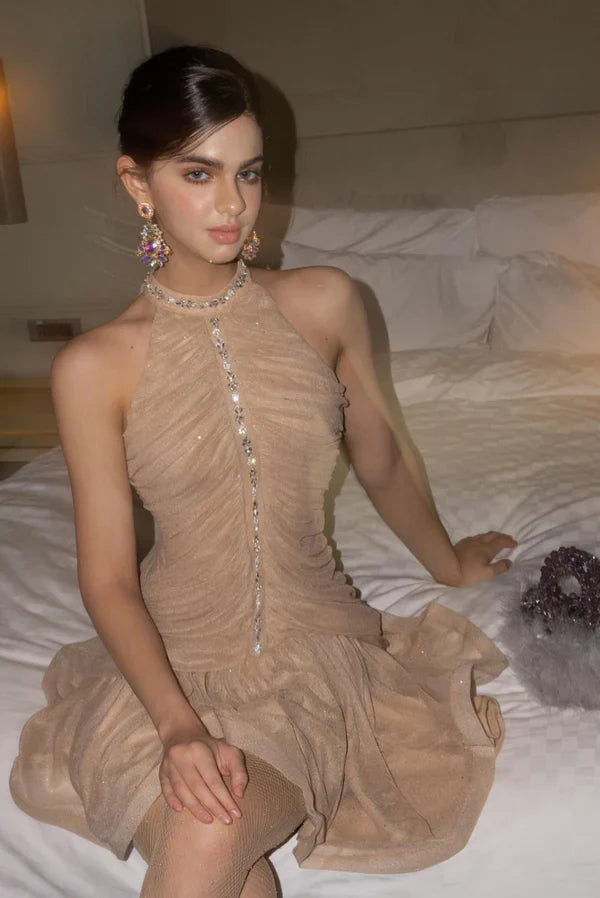 DAILA SHINY MINI MESH DRESS