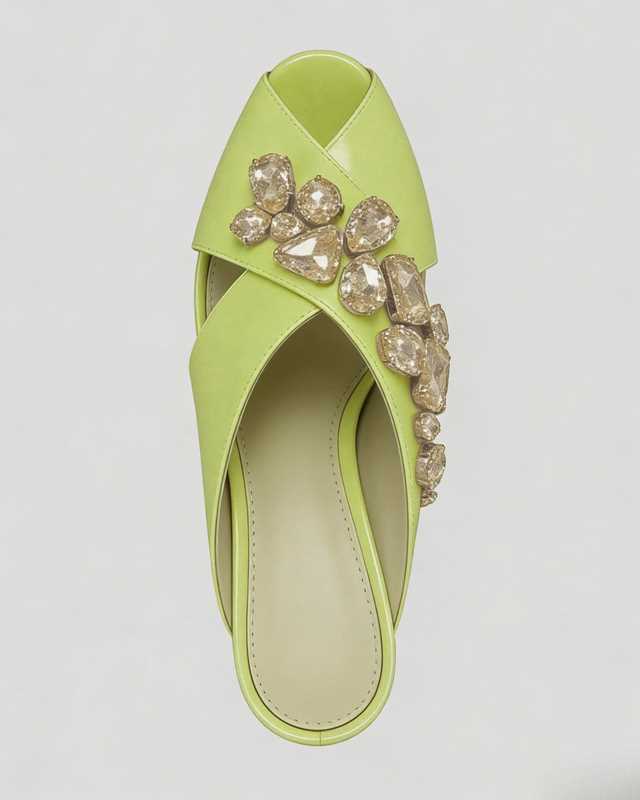Ayden Gem Embellished Open Toe Mules In Yellow