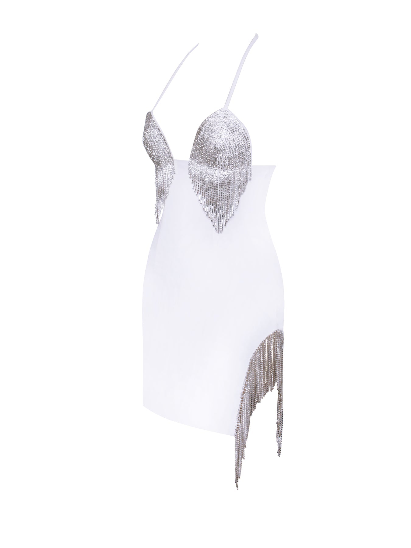 Chic Halter Neck Dress With Crystal Fringe-party Wear